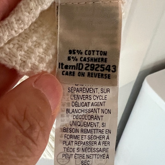 L.L. Bean Cream Cotton Cashmere Waffle Knit Button Front Cardigan Sweater Small - Picture 6 of 6